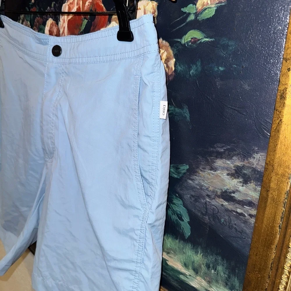 ONIA The Calder Men’s Light Blue Lined Swim Beach Trunks with Inner Ties Size M
